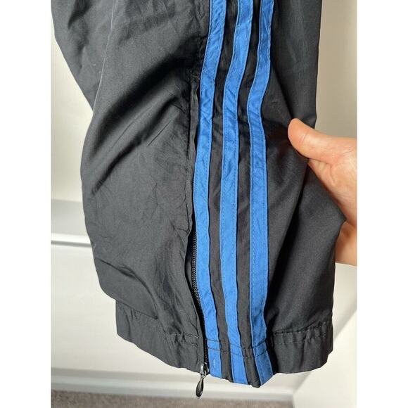 Vintage Adidas Windbreaker Pants Mens L Black Blue Stripes Zip-Ankle Track Y2K‌ - Picture 5 of 11